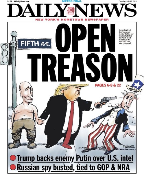 Daily News показал Трампа, убивающего с Путиным Дядю Сэма